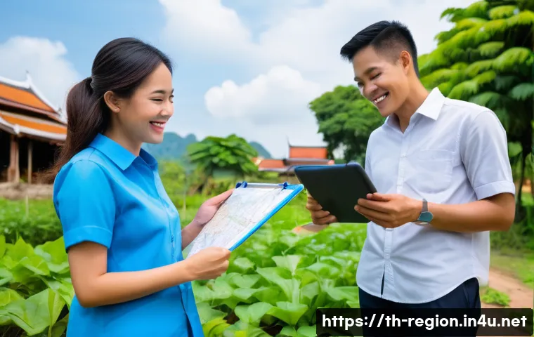 지역개발 자격증 학원 리뷰 - **Prompt:** A vibrant and engaging scene depicting a group of diverse Thai adults, including both ex...