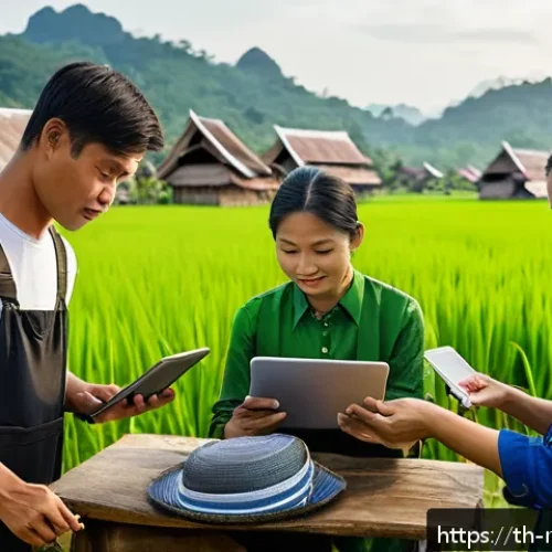 지역개발 업계의 최근 채용 동향 - A diverse group of community development professionals collaborating outdoors in a Thai rural villag...