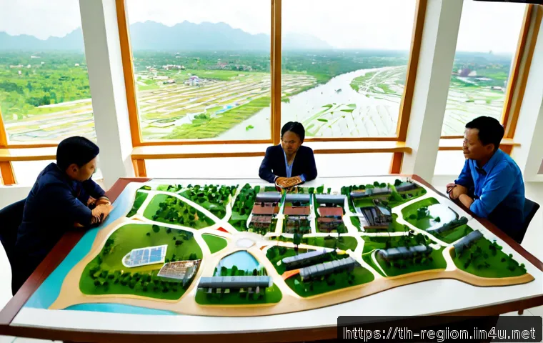 Home 23 지역개발 관련 인사이트 공유 - Photorealistic regional development planning meeting in a modern community office in Chiang Mai, Tha...