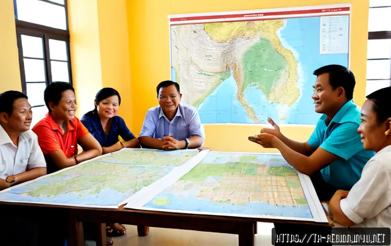 Home 26 지역개발 프로젝트 성공 팁 - Photorealistic community development planning meeting in a bright Thai municipal hall, diverse local...